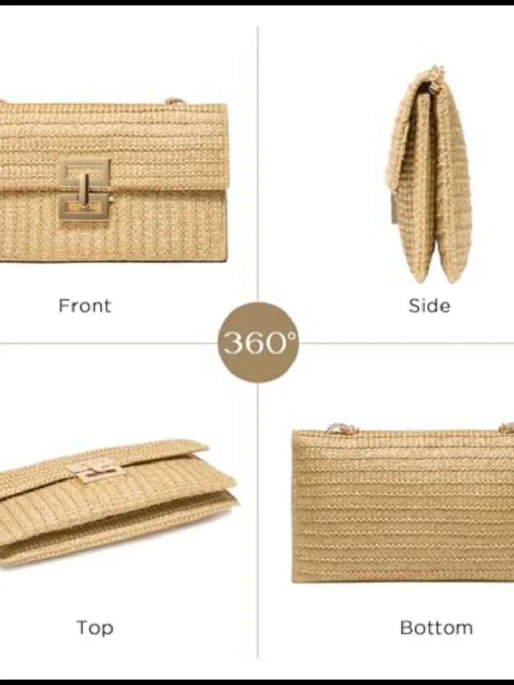 SWEETV Raffia Straw Clutch Woven Handbag Summer Beach Crossbody